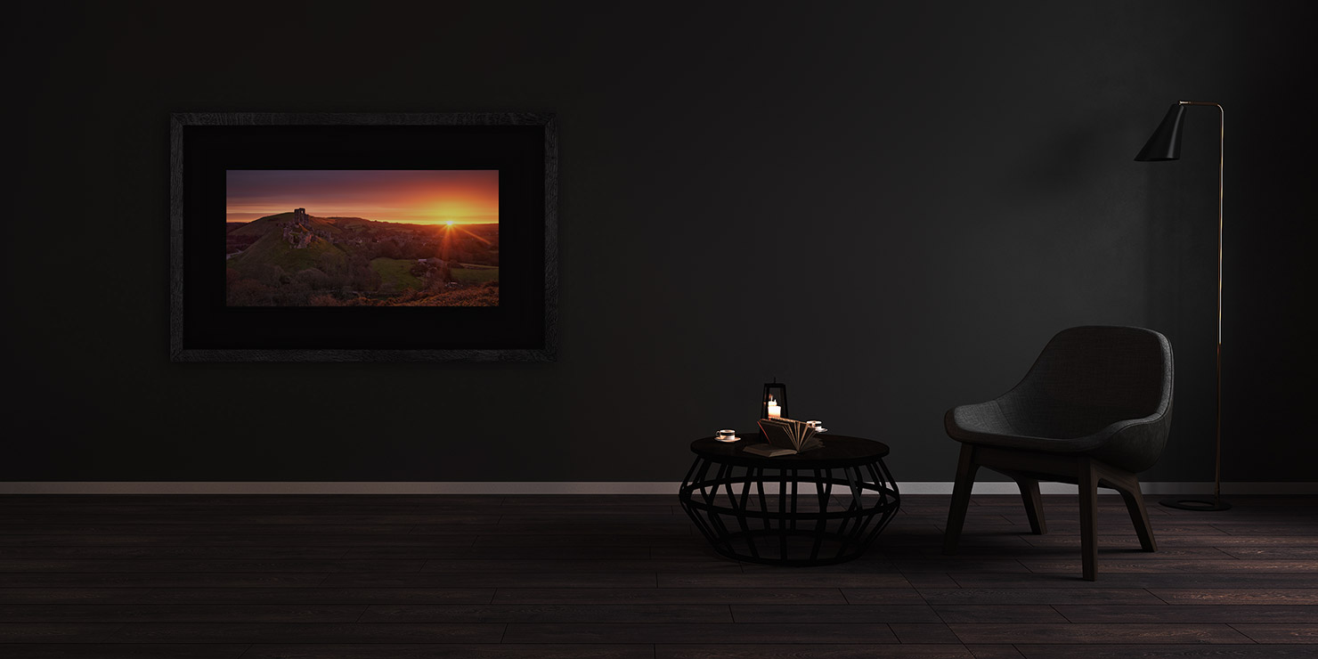 king of the castle Corfe Dorset UK buy limited edition photograph landscape Full Solid Wood Black Frame Complete Image Paul Reiffer Apartment 07 Dark Black Solid Wood Frame Paul Reiffer