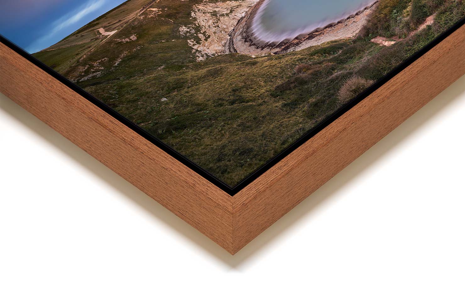 man o war Lulworth Dorset UK buy limited edition photograph landscape Full Light Floating Tray Frame Solid Wood Acrylic Paul Reiffer