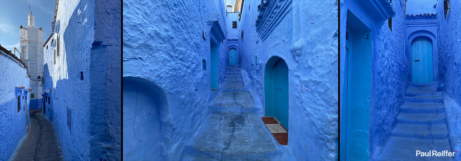 Blue Walls City Explore Visit Chaouen Morocco Locations Early Morning Empty Street Scenes Paul Reiffer Photographer iPhone Travel Apple Landscape Photography