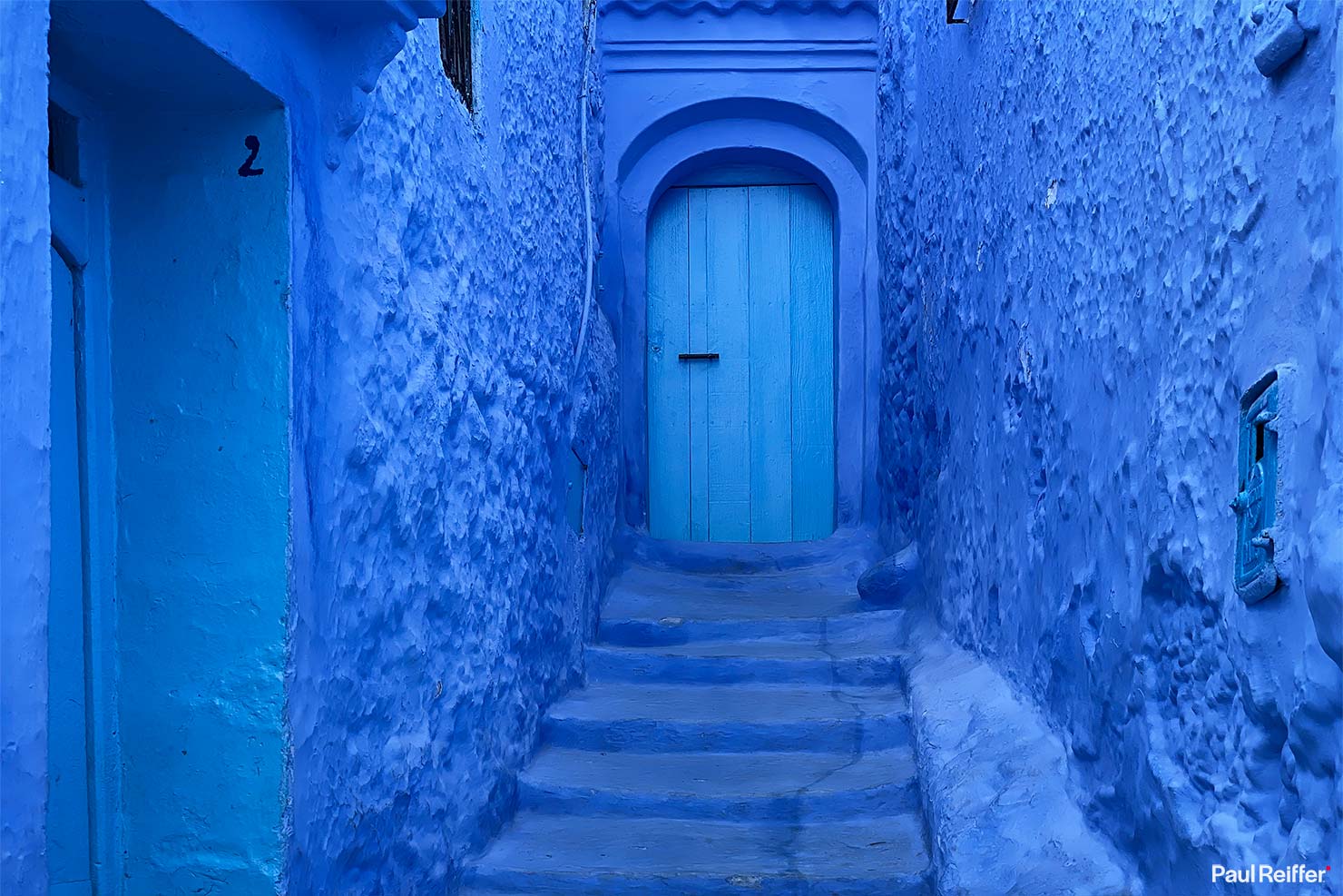 Blue Walls Door Close Up Painted Doors Steps City Visit Chefchaouen Morocco Chaouen Empty Street Scenes Paul Reiffer Photographer iPhone Travel Apple Landscape Photography