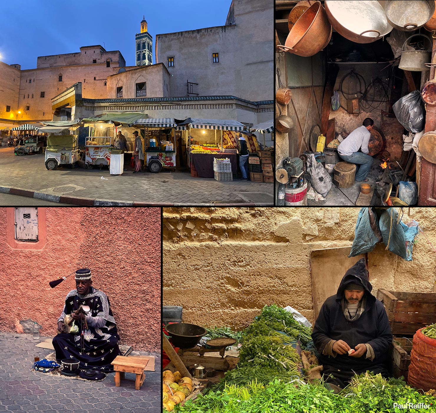 Fes Morocco Markets Medina Inside Souk Traditional Sellers Musician Carts Vegetables Explore Visit Fez Walking Streets Paul Reiffer iPhone Photographs Travel City