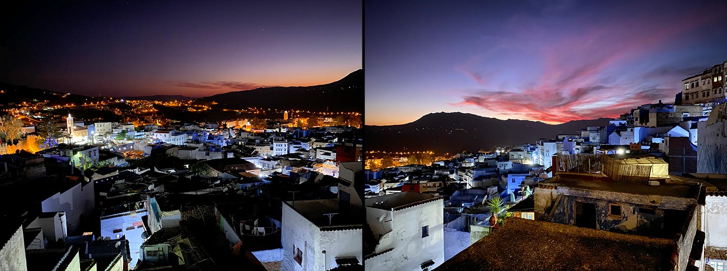 Morocco Chefchaouen Blue City Night View Sunset Lina Ryad Rooftop Panoramic Paul Reiffer Photographer iPhone Travel Photography Apple Landscape