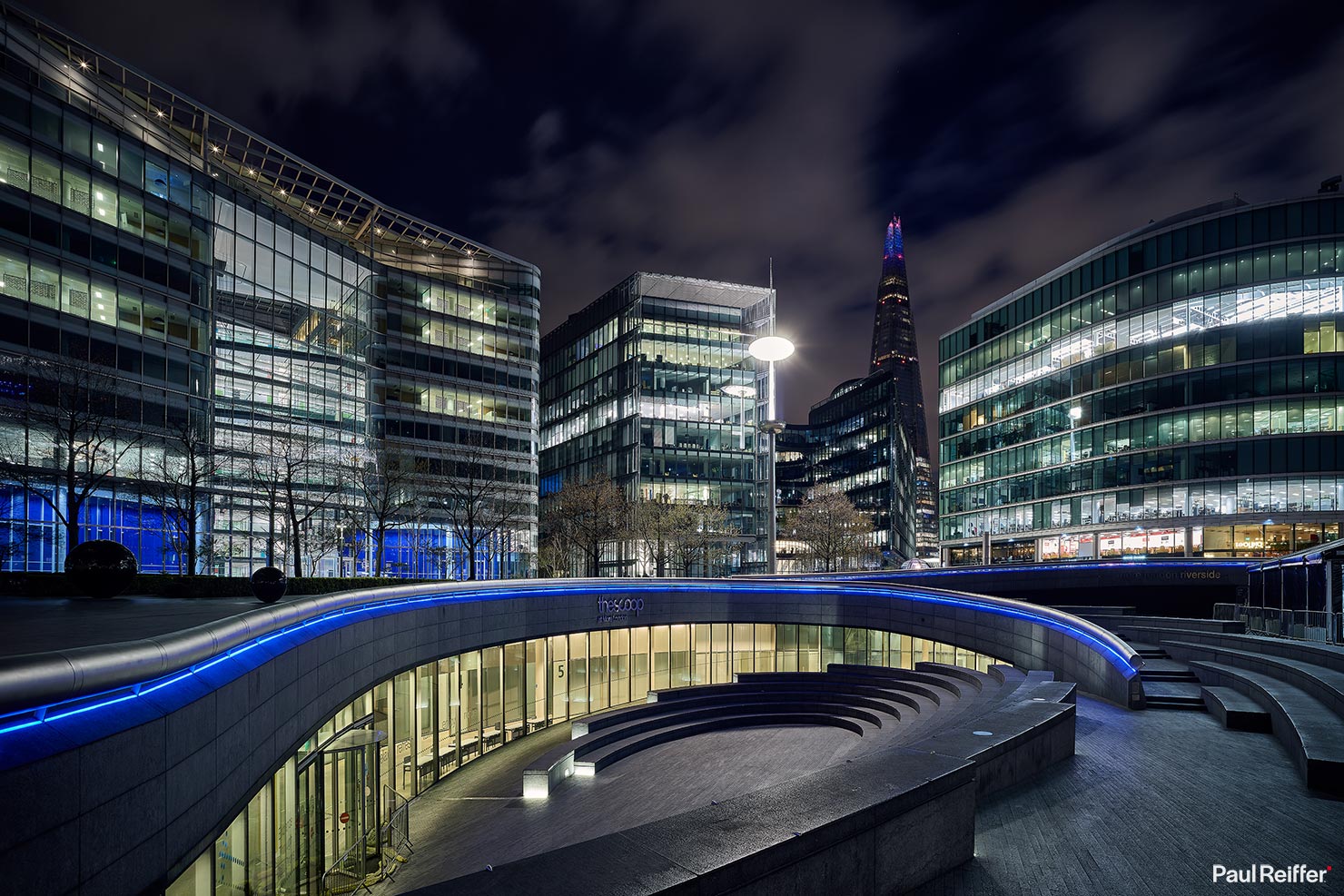 Scoop London City Hall Skyscraper Shard South Bank England Britain Capital Blue Hour River Thames Bridge Station Paul Reiffer City Photography Lights Cityscape