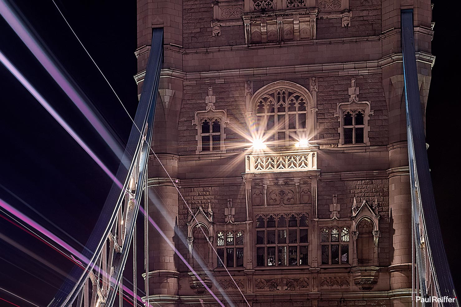 Tower Bridge Crop Turret Light Trails London City Skyline Cityscape Traffic Frame Average Long Exposure Landmark Paul Reiffer Photographer Phase One Photo Night