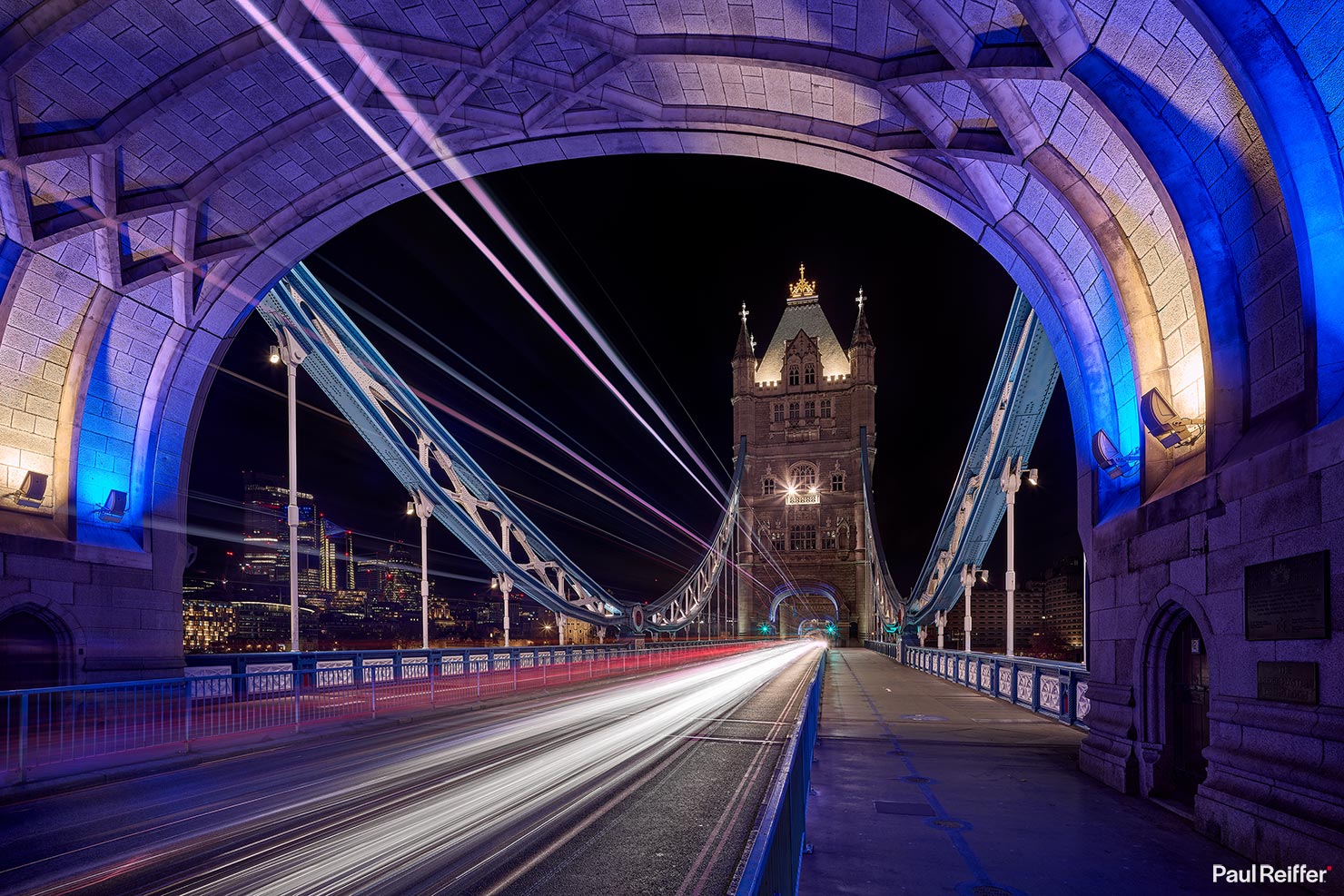 Tower Bridge Light Trails London City Skyline Cityscape Traffic Frame Average Long Exposure Landmark Paul Reiffer Photographer Phase One Photo Night