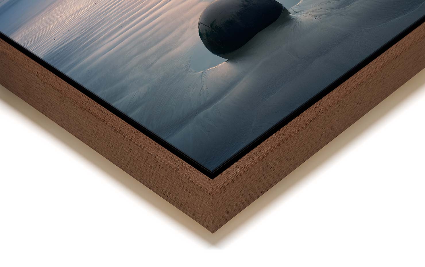 legend Moeraki Boulders New Zealand buy limited edition photograph landscape Full Dark Floating Tray Frame Solid Wood Acrylic Paul Reiffer