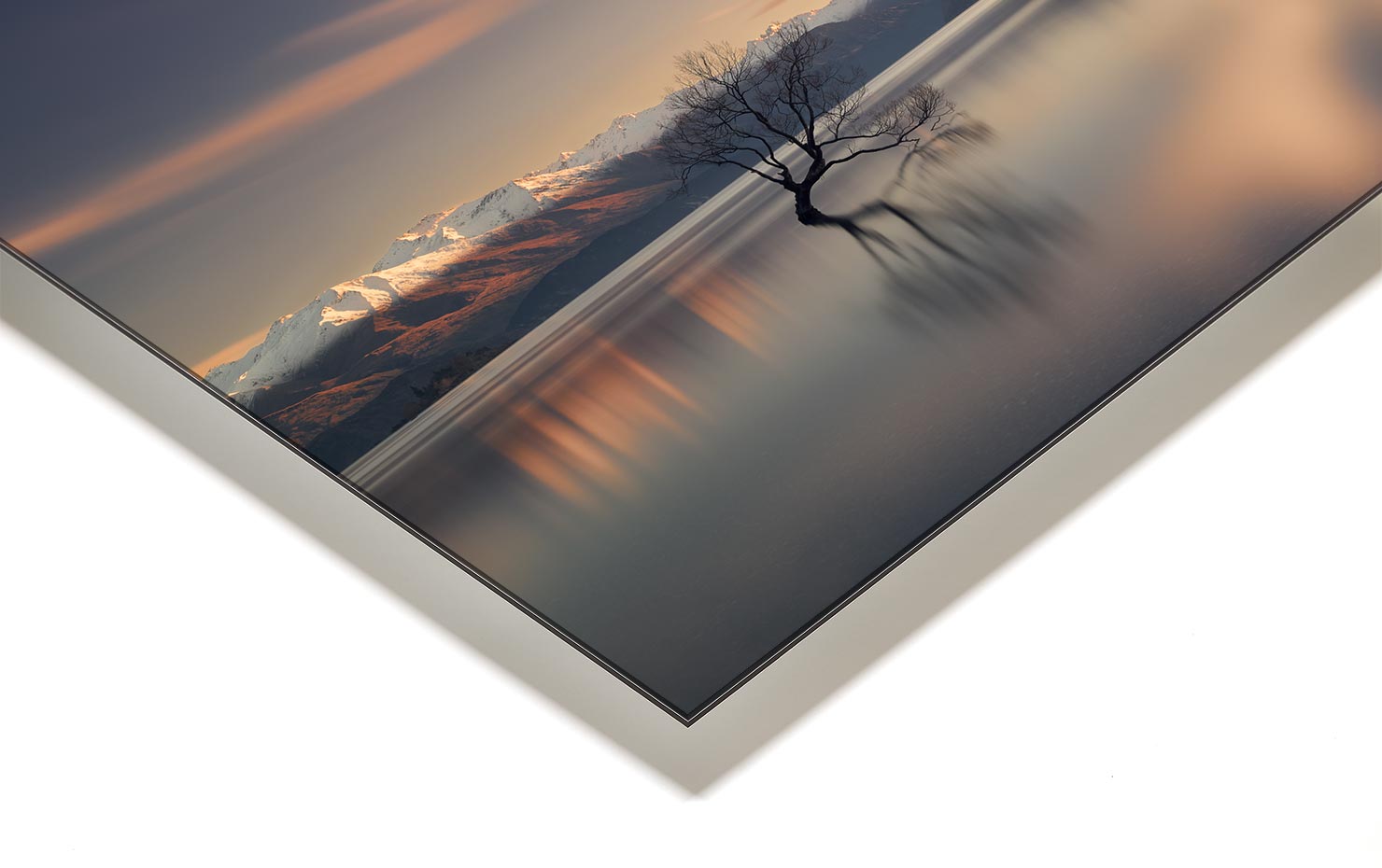 presence Lake Wanaka Tree Mountains New Zealand buy limited edition photograph landscape Full Acrylic Aluminium Metal Frame Paul Reiffer