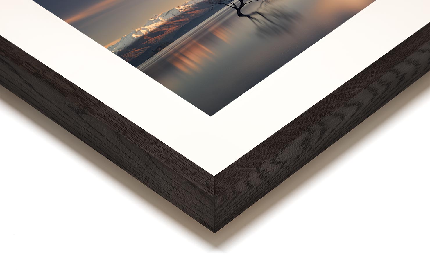 presence Lake Wanaka Tree Mountains New Zealand buy limited edition photograph landscape Full Dark Solid Wood Frame Paul Reiffer