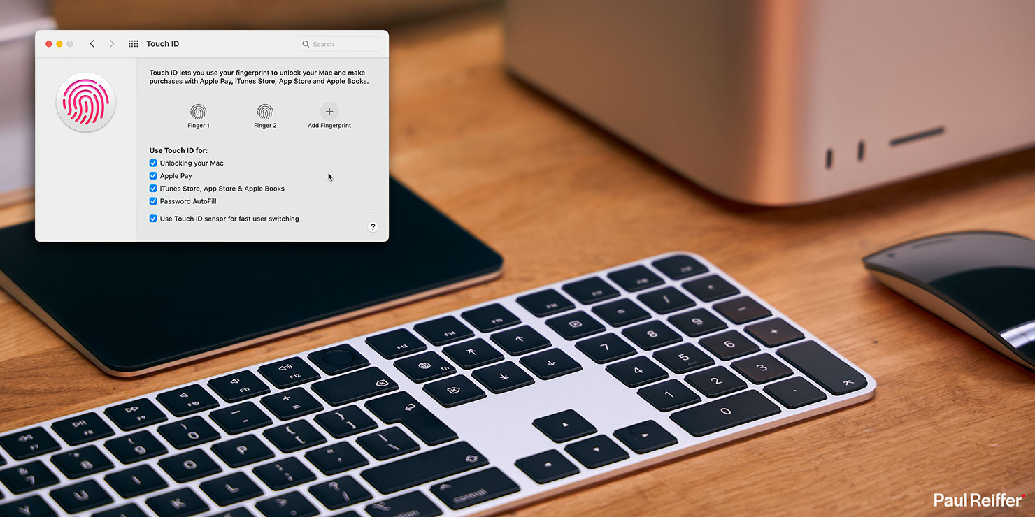 Apple Mac Studio Touch ID New Fingerprint Keyboard Space Grey Gray Desk M1 Ultra Workstation Digital Digi Tech Digitech Portable Solution Remote Mobile On Location Details
