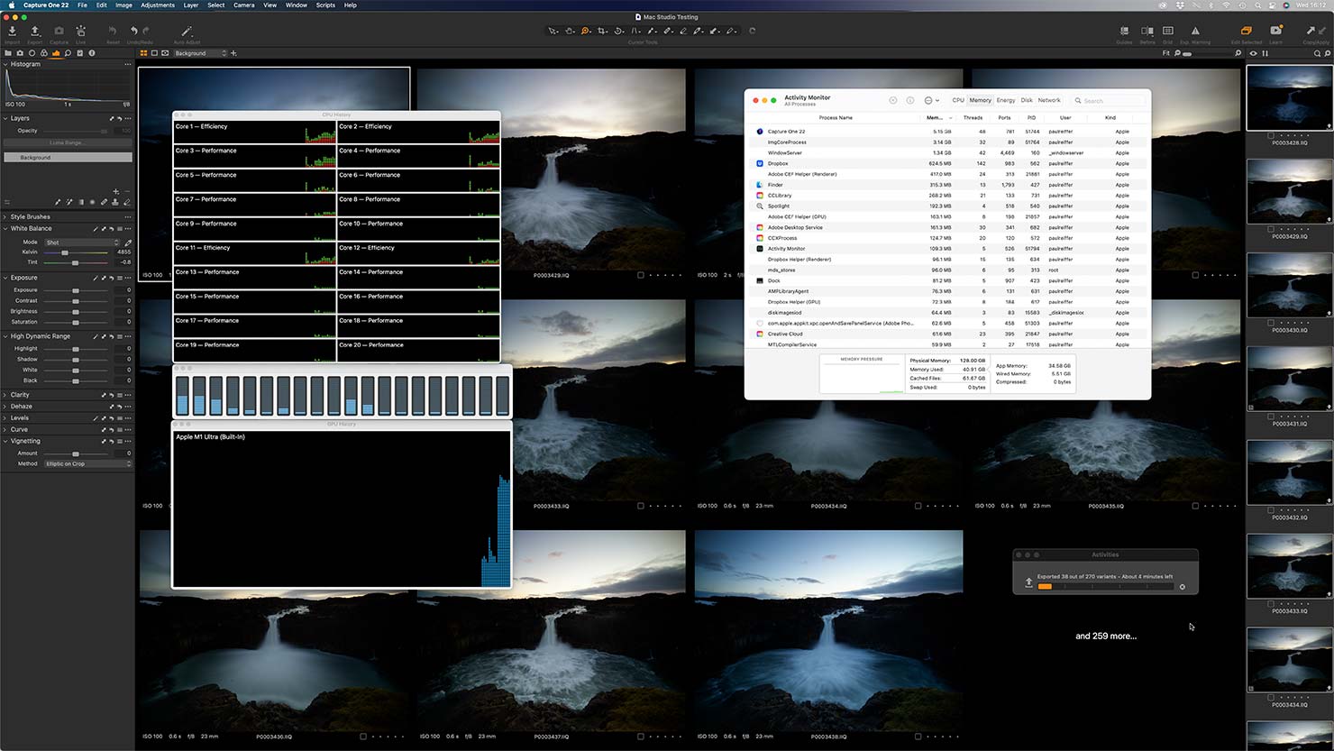 Capture One Export Speed Test Apple Mac Studio M1 Ultra Max 20 Core CPU GPU Comparison TIF Benchmark Intel Compare Difference Paul Reiffer Review Photography
