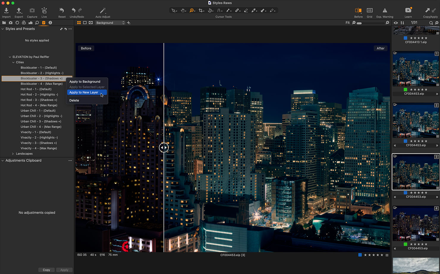 Using Elevation Styles By Paul Reiffer Capture One New Layer Background Difference City Landscape Cityscape Guide Editing