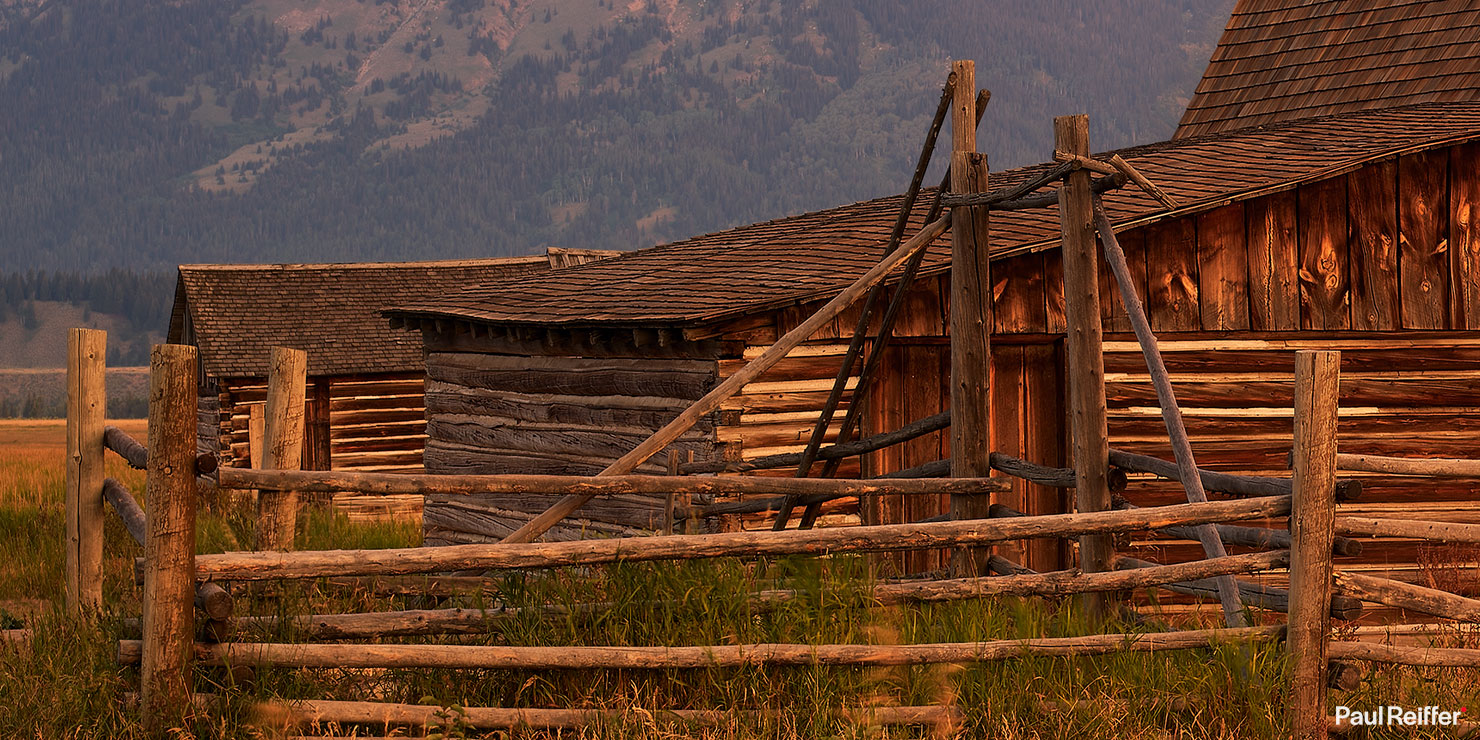 Crop 2 Fire In The Hole Mormon Barn Wyoming Paul Reiffer Jackson WY Hole Sunrise Old Mountains Grand Teton National Park