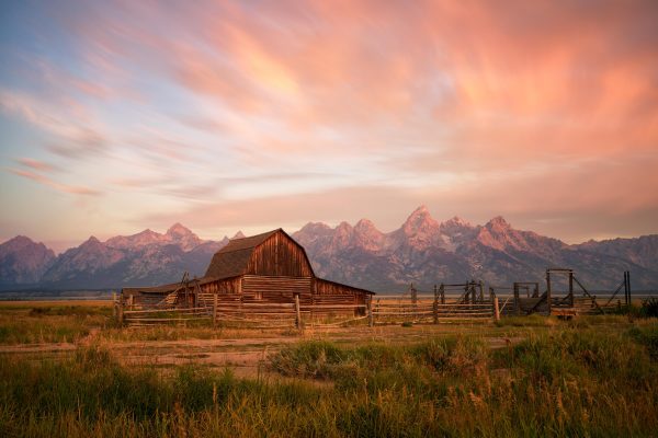 Homestead Moulton Barn Wyoming Jackson Mormon Row Sunrise buy limited edition photograph landscape Full