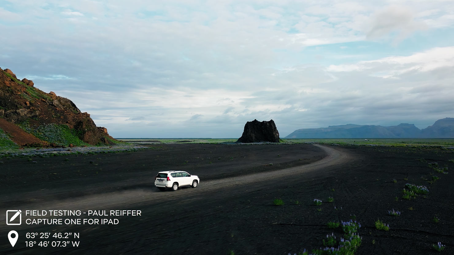 Video Film Still Opening Driving Sequence Black Sand Beach Field Testing Paul Reiffer Capture One iPad Iceland Midnight Sun Shoot Behind The Scenes BTS Filming Phase One