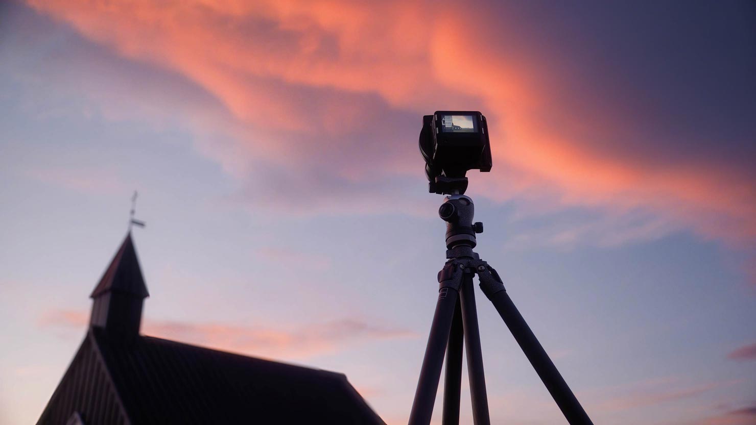 Video Film Still Shooting Budir Black Church Pink Sky Paul Reiffer Capture One iPad Iceland Midnight Sun Shoot Behind The Scenes BTS Filming Phase One