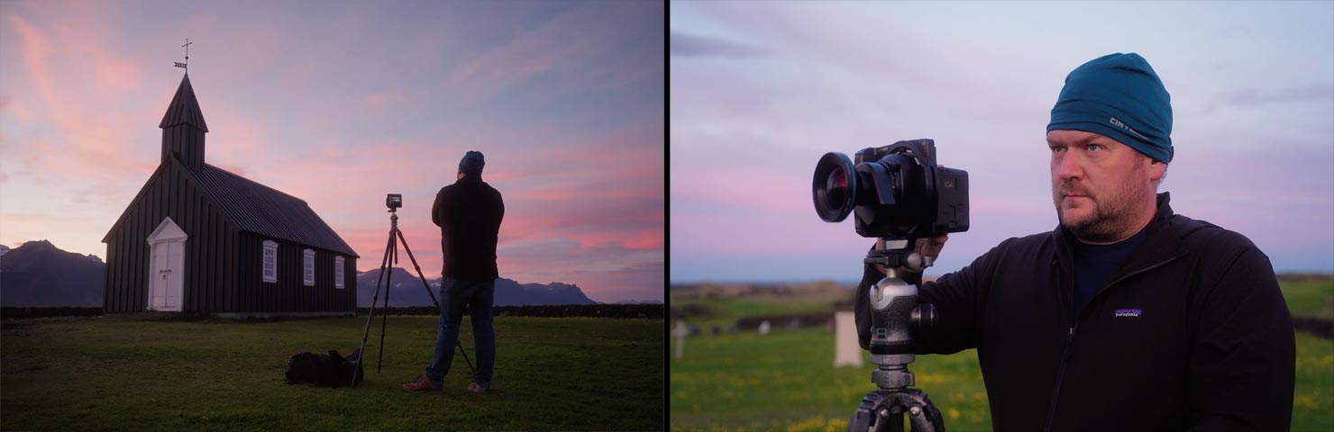 Video Film Still Wide Shooting Budir Black Church Pink Sky Paul Reiffer Capture One iPad Iceland Midnight Sun Shoot Behind The Scenes BTS Filming Phase One