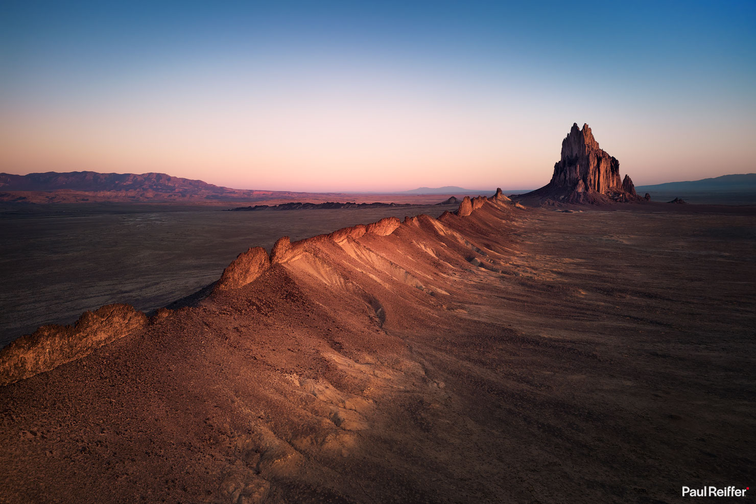 Cleared For Landing Drone Shot DJI Sunrise ShipRock Ship Rock New Mexico NM winged rock peak volcanic wall high desert plain paul reiffer phase one photographer landscape tribal Navajo Nation