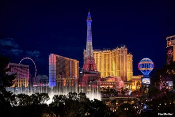 Featured Image Las Vegas Strip Bellagio Fountains Paris Hotel Ballys PH High Roller Night Cityscape Viewpoint Location Paul Reiffer Nevada