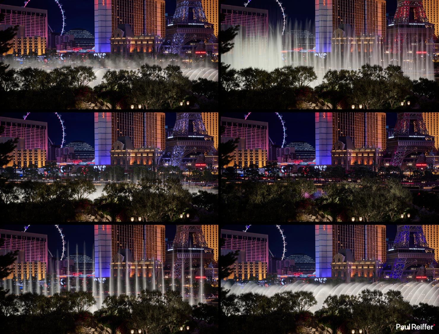 Fountain States Different Times Long Exposure Bellagio Las Vegas Paul Reiffer Phase One Behind The Scenes Cityscape Night Photography