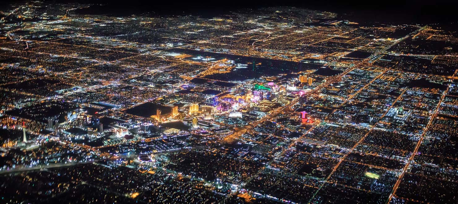 Night view of the Eiffel Tower, Las Vegas, - Stock Photo