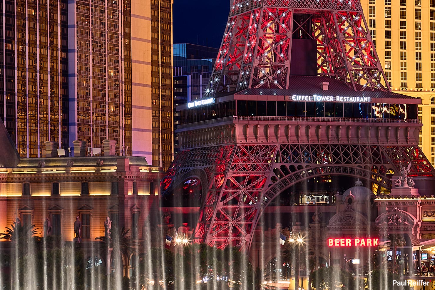 Paris Las Vegas Hotel Bellagio Fountains Ballys 100 Crop Medium Format Eiffel Tower Lights Long Exposure Panoramic Cityscape Night Lights Paul Reiffer Phase One Guide How Ambassador Where Location