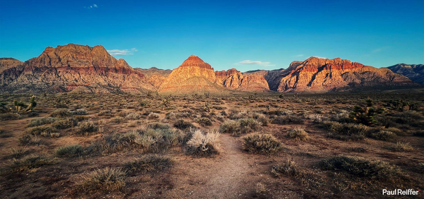 Red Rock Canyon Sunrise iPhone 13 Pro Max Morning Mountains Las Vegas Nevada Paul Reiffer BTS Behind Scenes Scrub Bush Pano