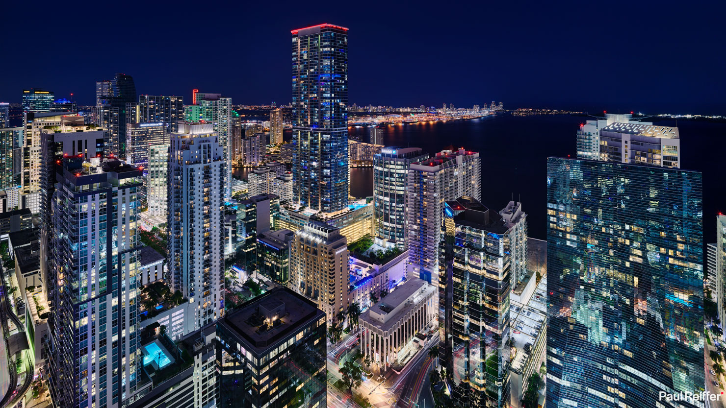 City Skyscrapers Downtown Brickell Town Center Rooftop Night Cityscape Miami Florida Fine Art Wall Decor Paul Reiffer Professional Landscape Photographer Phase One