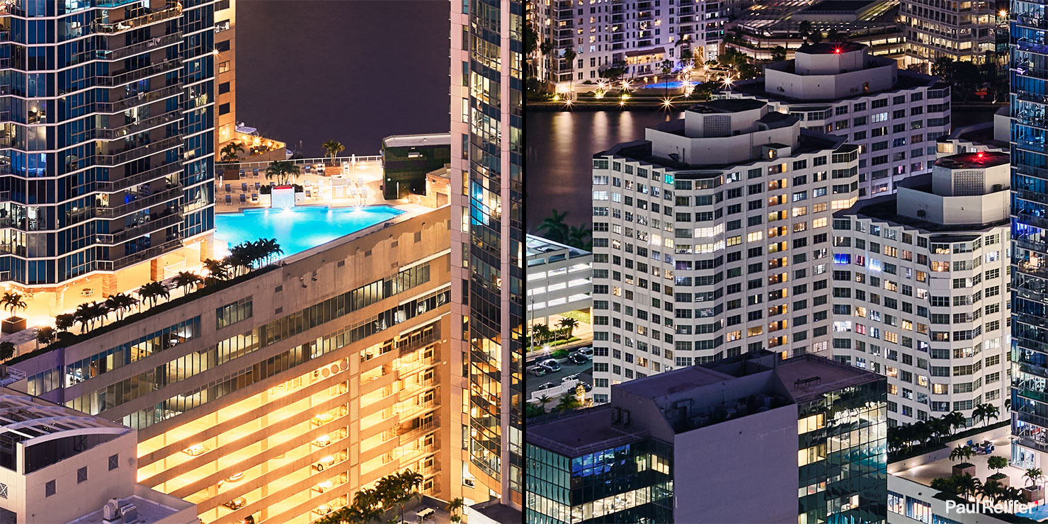Crop Side Cityscape City Night Miami Rooftop Blue Hour compare Miami Florida Fine Art Wall Decor Paul Reiffer Professional Landscape Photographer Phase One