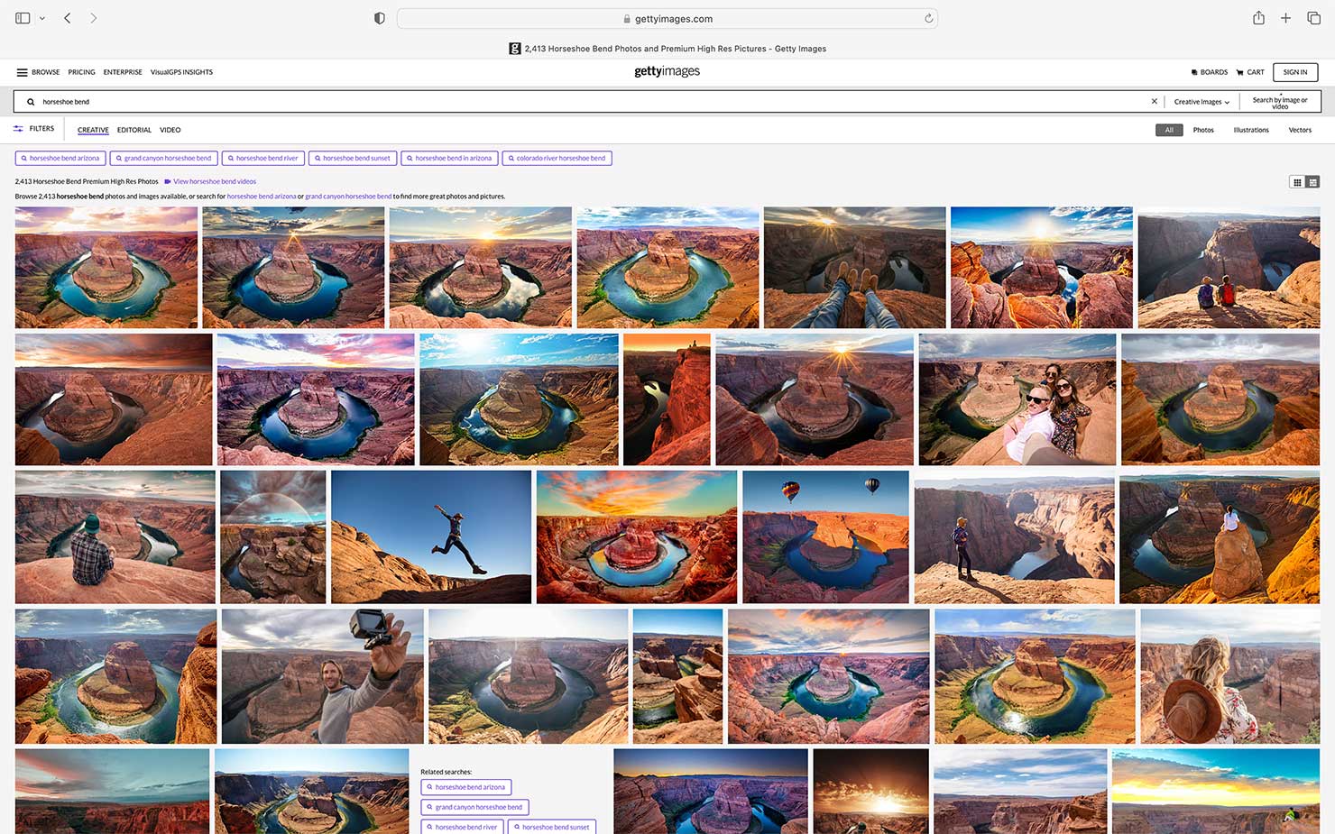 Getty Images Search Horseshoe Bend AI Bots Midjourney Scrape Scan Seed Library Review Good Bad Photography Paul Reiffer