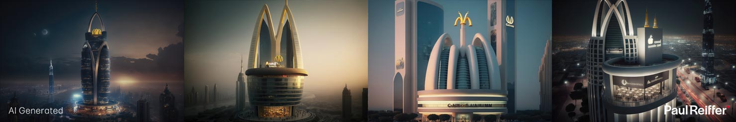 McDonalds Dubai Burj Khalifa City Fantasy Midjourney Imagine Dall E Artificial Intelligence Photographers Landscape How To Use AI Images Good Bad Review ChatGPT Guide Paul Reiffer