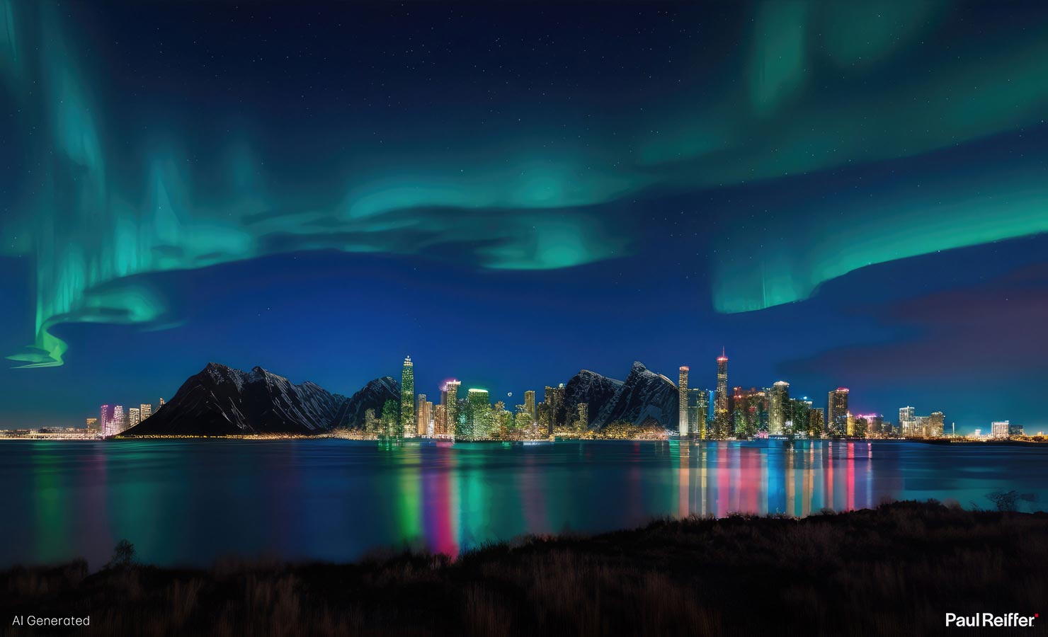 Miami Iceland Skyline Northern Lights Midjourney Imagine Blend Concepts Seed Photographers Landscape How To Use AI Images Good Bad Review Bard Bing ChatGPT Guide Paul Reiffer