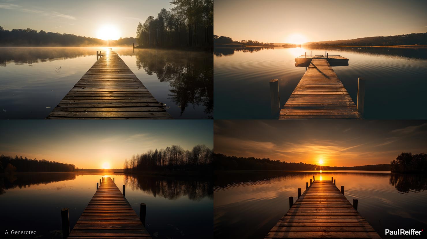 Sunset Jetty 2 Options Variants Photography Realistic Discord MidJourney Photographers Landscape How To Use AI Images Good Bad Review Bard Bing ChatGPT Guide Paul Reiffer