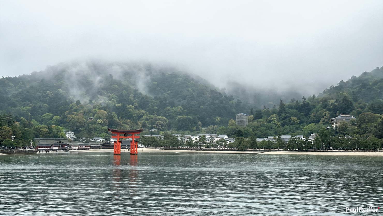 Transport Ferry Approach iPhone Rain Fog Hiroshima Miyajima Island Japan Itsukushima Torii Floating Gate Landscape Photography Paul Reiffer Phase One Fine Art Print Japan