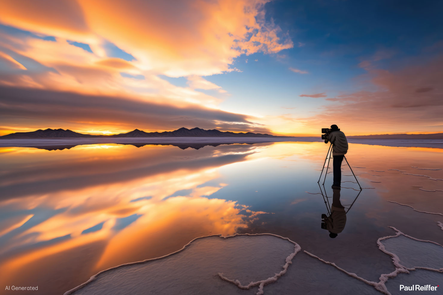 Uyuni BTS Fake Salt Flats Bolivia MidJourney Imagine Instructions Fantasy Photographers Landscape How To Use AI Images Good Bad Review Behind Scenes ChatGPT Guide Paul Reiffer