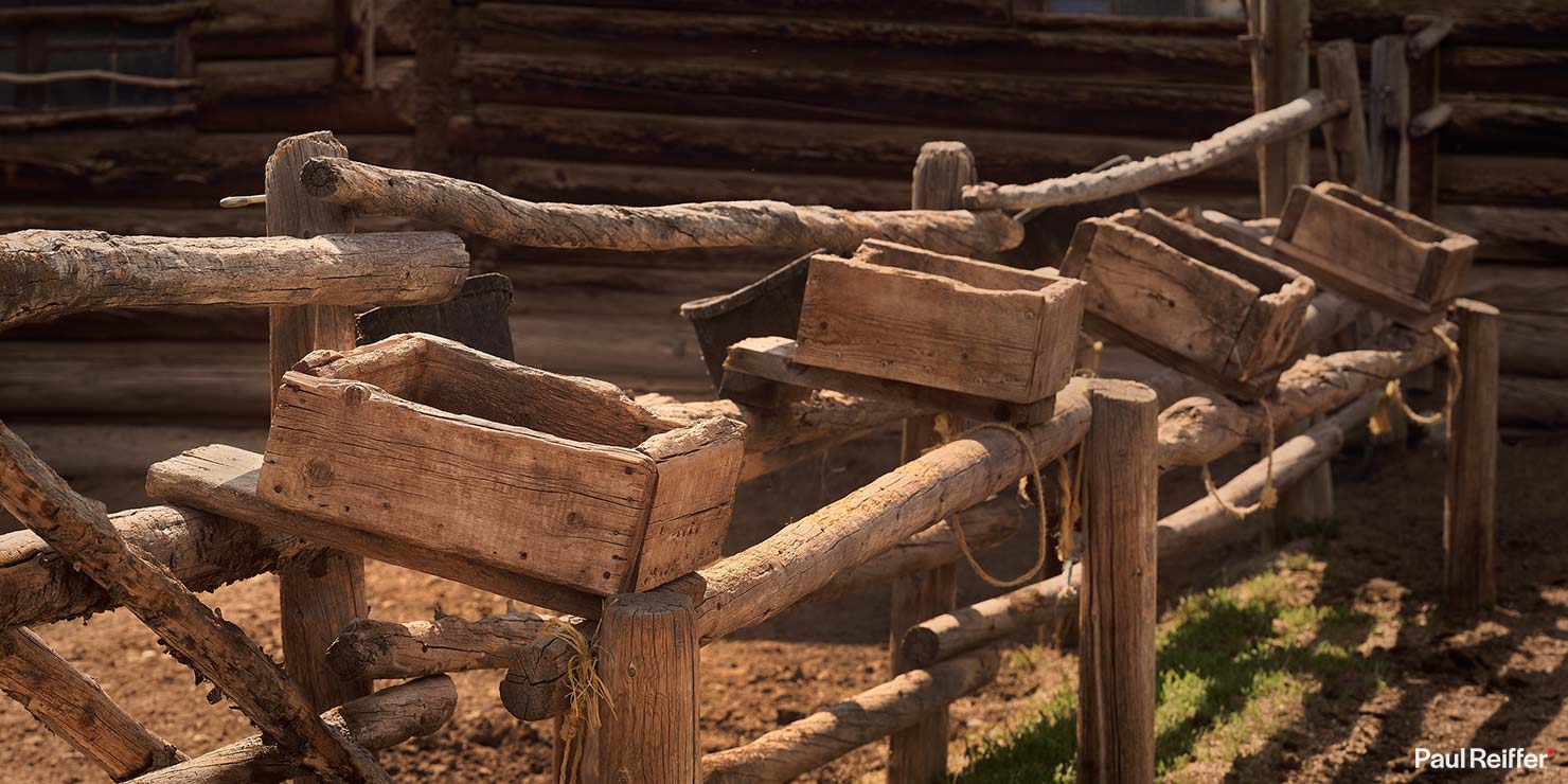 Bitterroot Lunch Box Wood Wooden Feed Trough Corral Barn Paul Reiffer Wyoming Ranch US West Cowboy Horses Fox Family Photographs Dubois Jackson WY