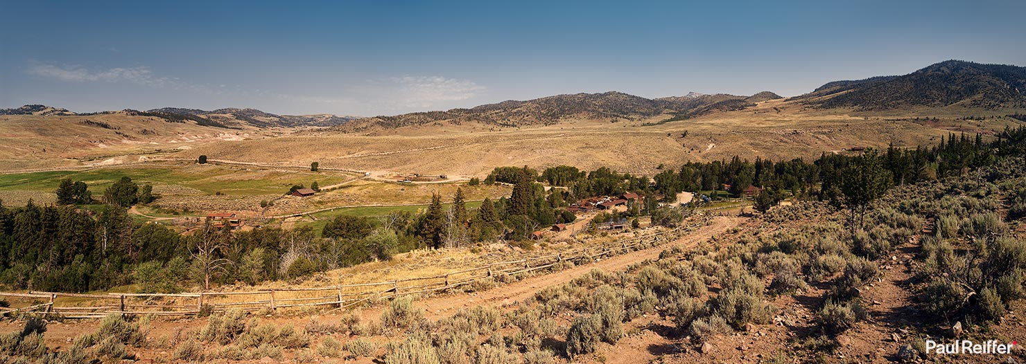 Bitterroot Panoramic View Valley Hilltop Distant Panorama Saddle Mountains Remote Setup Paul Reiffer Wyoming Ranch US West Cowboy Fox Family Photographs Dubois Jackson WY