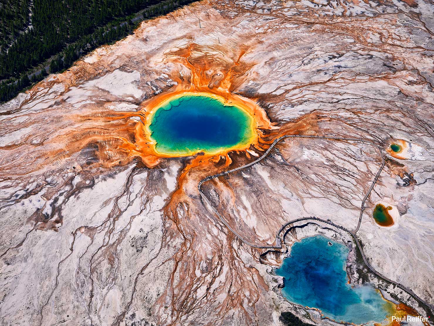 Grand Prismatic Spring Excelsior Layout Yellowstone GPS Aerial Heli Helicopter Shoot Paul Reiffer Phase One XT Medium Format Digital Back 138mm Rodenstock