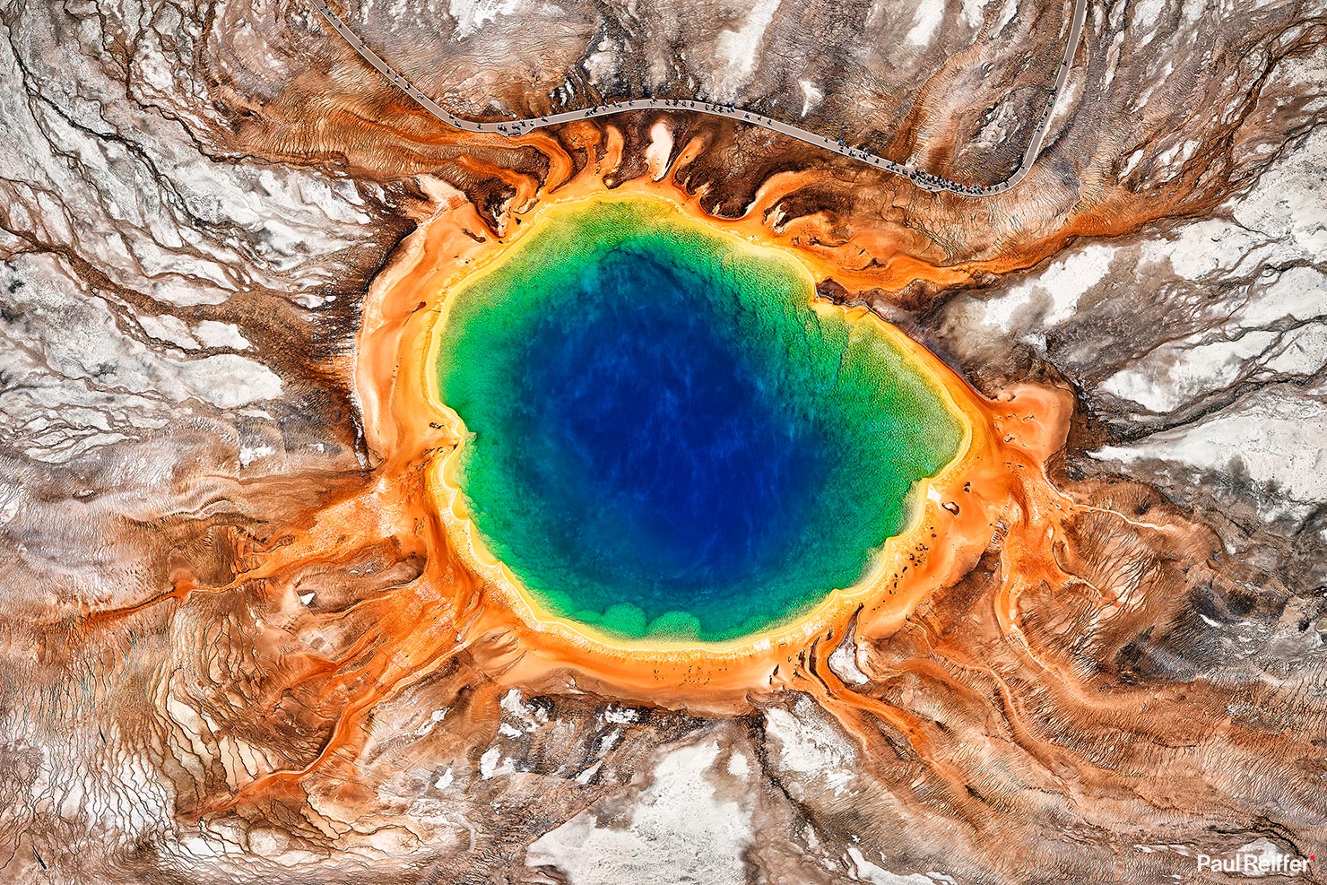 Grand Prismatic Spring Yellowstone GPS Aerial Heli Helicopter Shoot Paul Reiffer Phase One XT Medium Format Digital Back 138mm Rodenstock Above Colours Capture One 