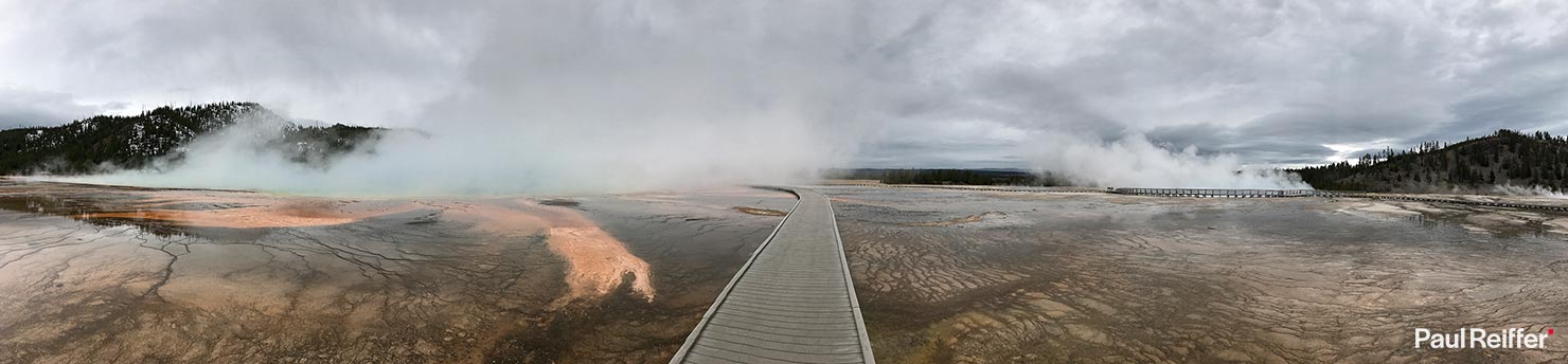 Panoramic Grand Prismatic Viewing Area Winter Spring Wet Conditions Poor View Scenery Yellowstone National Park Paul Reiffer Boardwalk