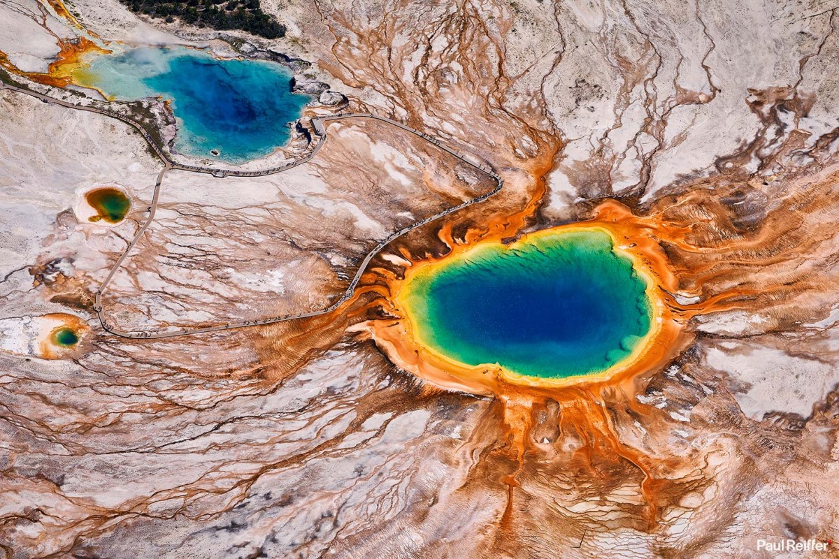 Grand Prismatic Spring - A Kaleidoscope Of Yellowstone Colours From 