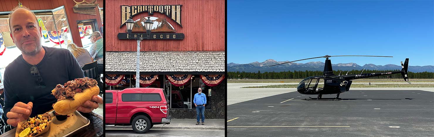 Second Day Helicopter Flight Weight Limit Lunch BBQ West Yellowstone David Grover Brian Creek Full Heavy R66 Robinson Turbine Jet NPS