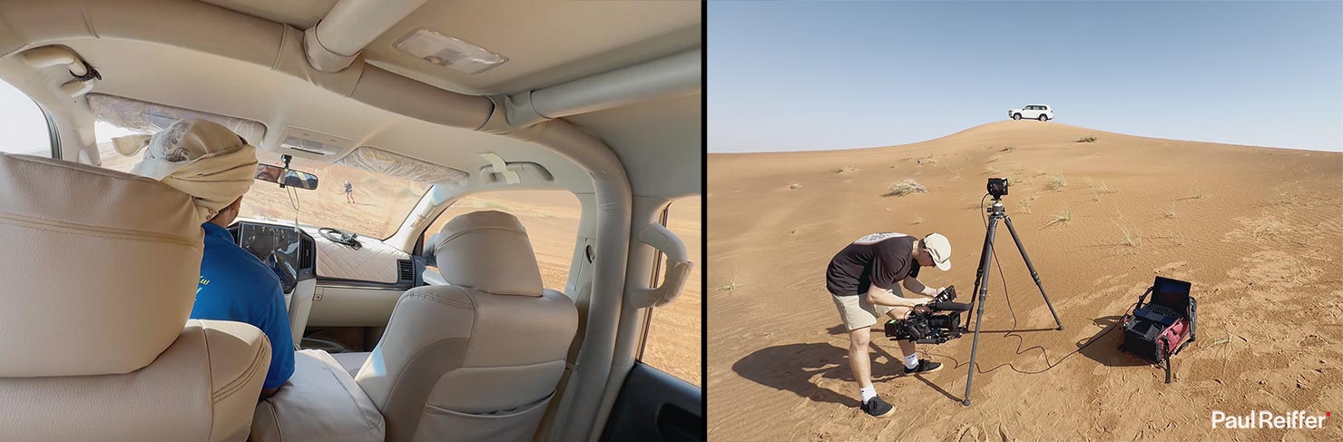 BTS 70mm Phase One XT Rodenstock Tilt Lens Testing Launch Dubai Evoku Filming Brand Content Phase One Desert 4x4 Land Cruiser Landcruiser Sand Dunes Paul Reiffer