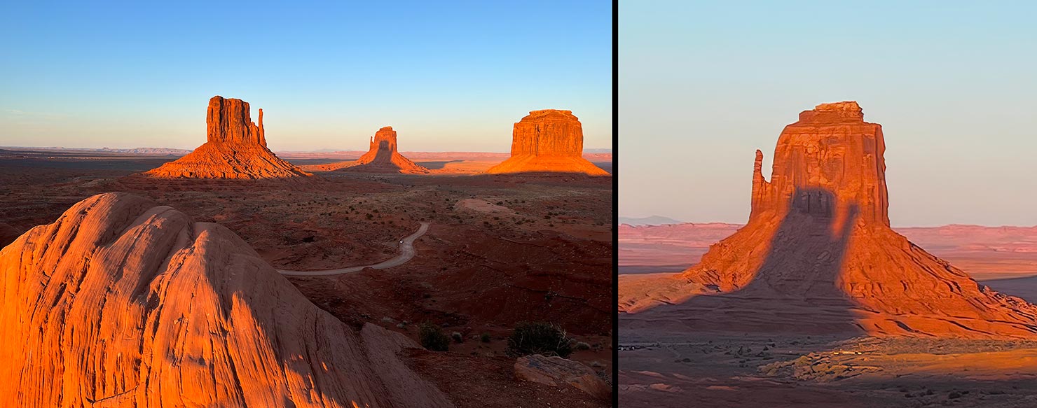 iPhone Monument Valley Taylor Rock Close Up Merrick Butte Shadow Silhouette West Mitten Spring Sunset Shape Aligned Perfect Red Rock Paul Reiffer