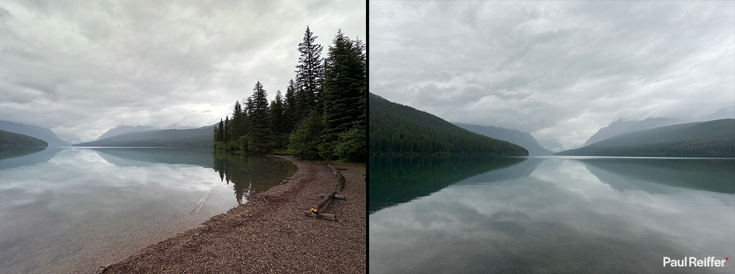 BTS Bowman Lake Reflections Clouds Rain iPhone Paul Reiffer Dirt Track Polebridge 4x4 4WD Jeep Access Camping Lakefront Glacier National Park West Thumb