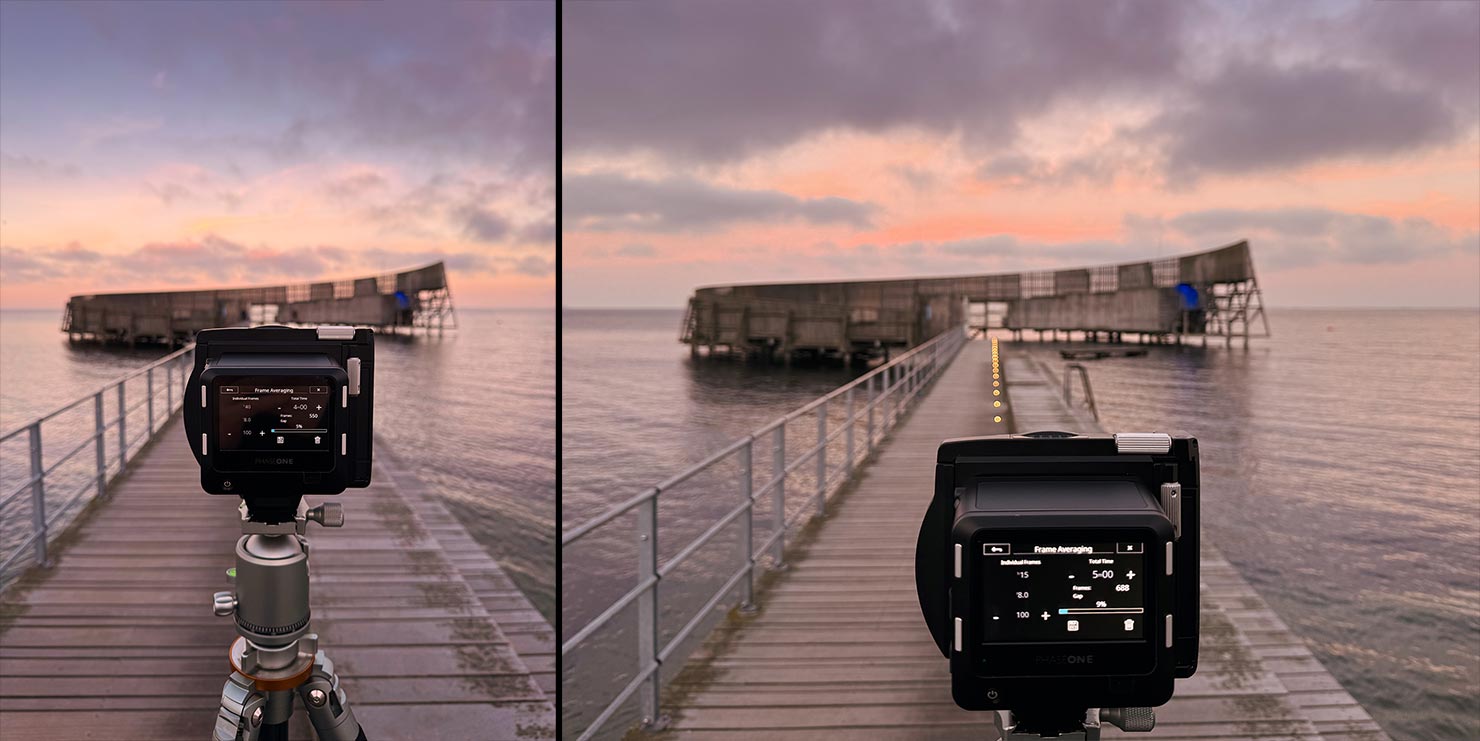 BTS iPhone Shooting Golden Hour Copenhagen Kastrup Sobad Dip Jetty Paul Reiffer Sea Bath Changing Room Denmark Long Exposure Phase One