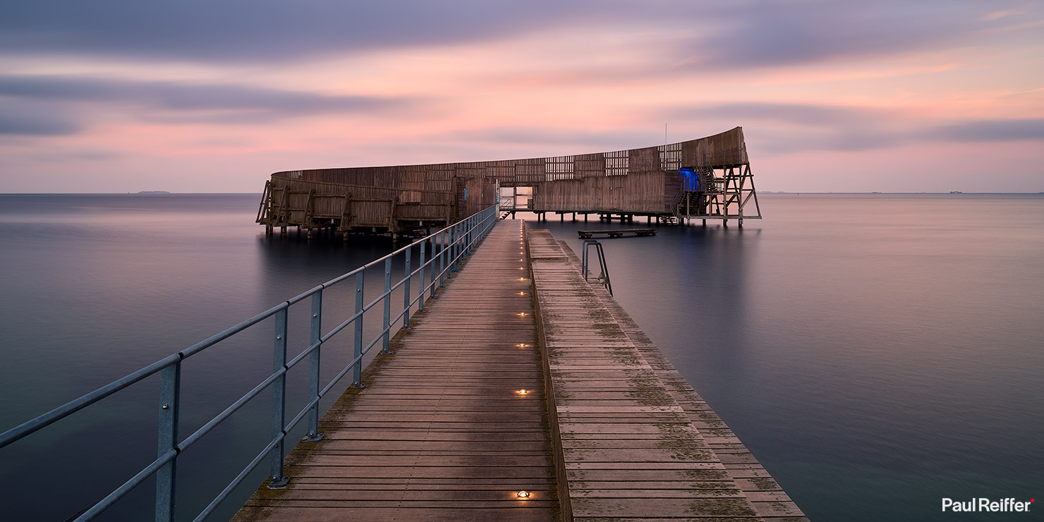 Copenhagen Kastrup Sobad Dip Jetty P0043217 Paul Reiffer Sea Bath Changing Room Photogenic Denmark Night Long Exposure Phase One Calm Peace