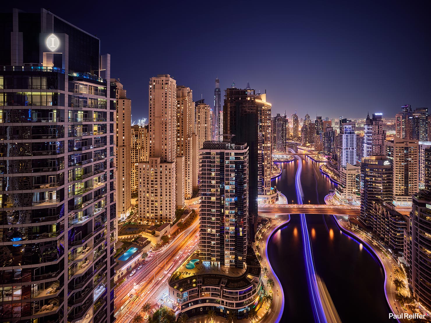 Bay Central Tower Trails Residences Night Exterior Skyscraper IHG InterContinental Hotels Resorts One Rewards Hotel Hospitality Photography Photographer Luxury Dubai Marina Paul Reiffer