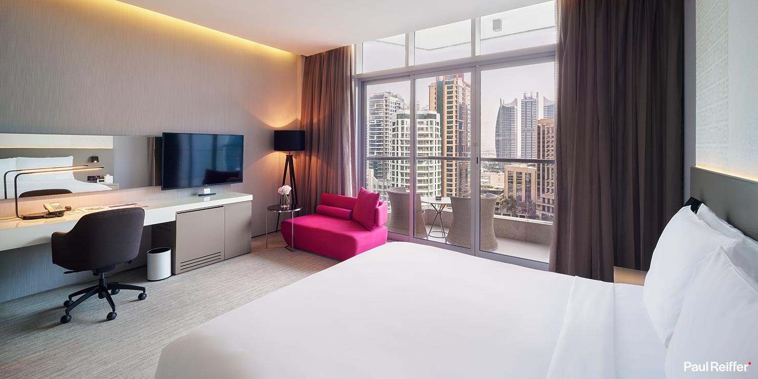 Room Balcony Bright Studio Marina Suite Residence Bedroom Premium Interior IHG InterContinental Hotels Resorts One Rewards Hotel Hospitality Photography Photographer Luxury Dubai Paul Reiffer