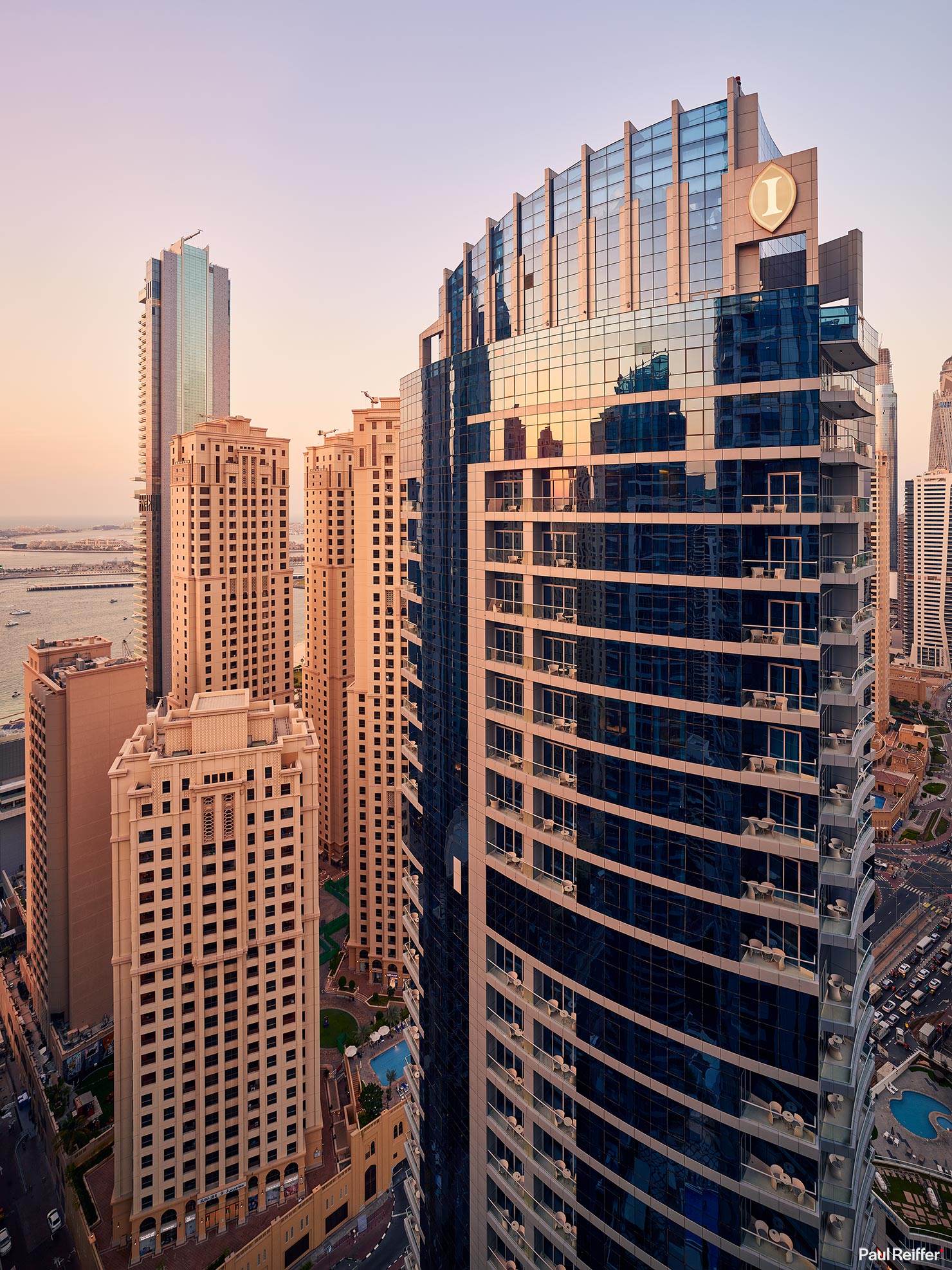 Tower Residences Golden Hour Exterior Skyscraper IHG InterContinental Hotels Resorts One Rewards Hotel Hospitality Photography Photographer Luxury Dubai Marina Paul Reiffer