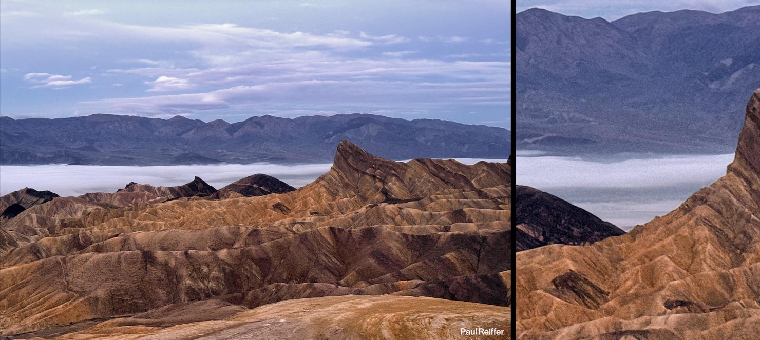 BTS Early Morning Low Level Clouds Zabriskie Soup Death Valley Fog iPhone Paul Reiffer Landscape Photography Fine Art Print National Park California Professional Rock Formations Point IMG_9253